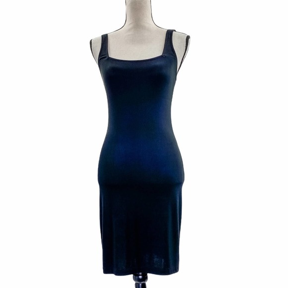 CARABELLA Collection Solid Black Sleeveless Strappy Back Mini Bodycon Dress - Picture 2 of 14